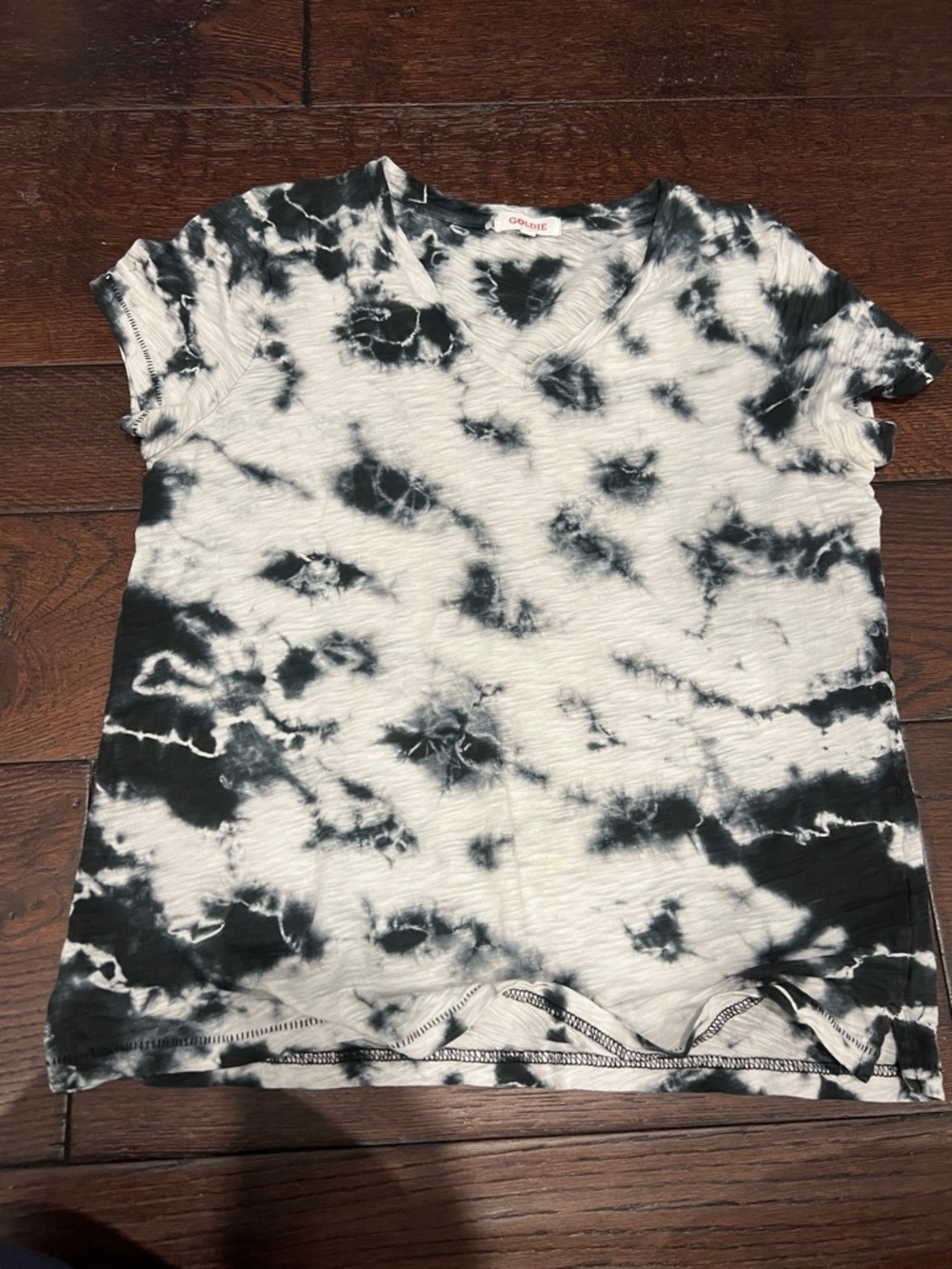 Goldie Moon Black & White Tie-Dye V-Neck Tee